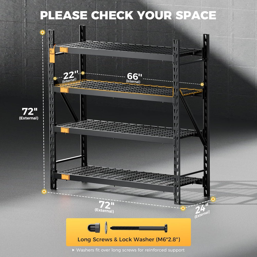 CAMMOO 72''W Heavy Duty Storage Shelves, 6000LBS Metal Garage Shelvin...