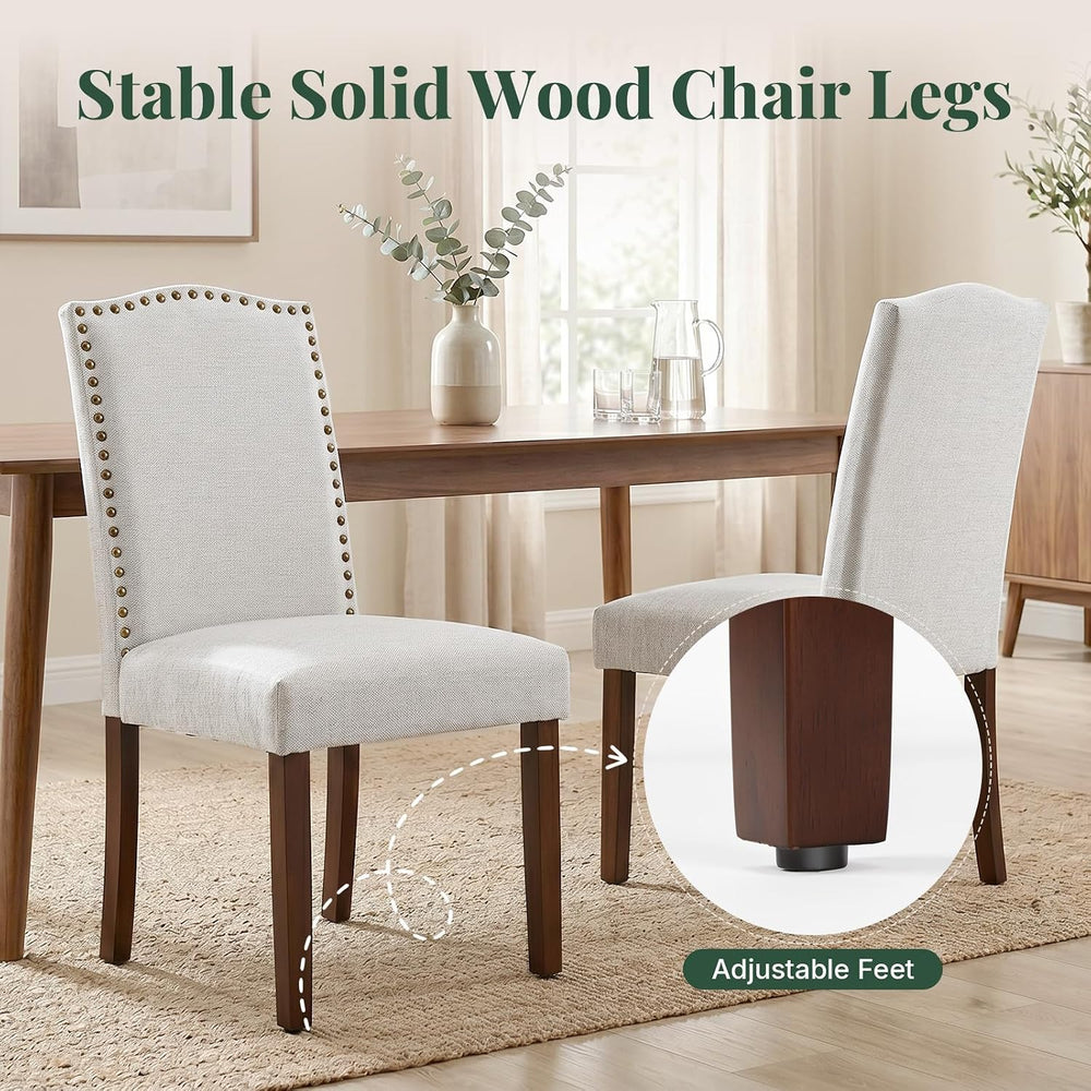 Upholstered Dining Chair Set of 6, Farmhouse Fabric Kitchen Chair | Modern, P...
