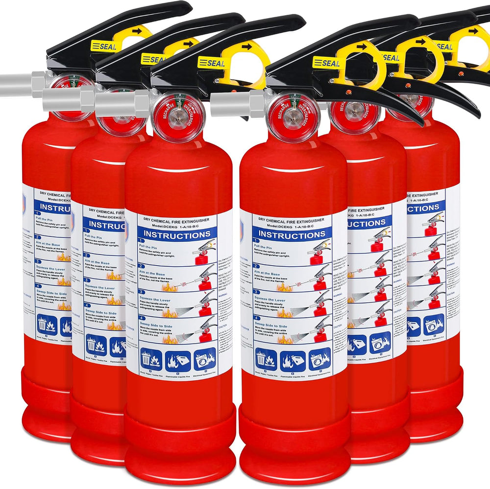 6-Pack Fire Extinguisher for Home, 2.5 lb 1-A:10-B:C Rated Dry Chemical Fire ...