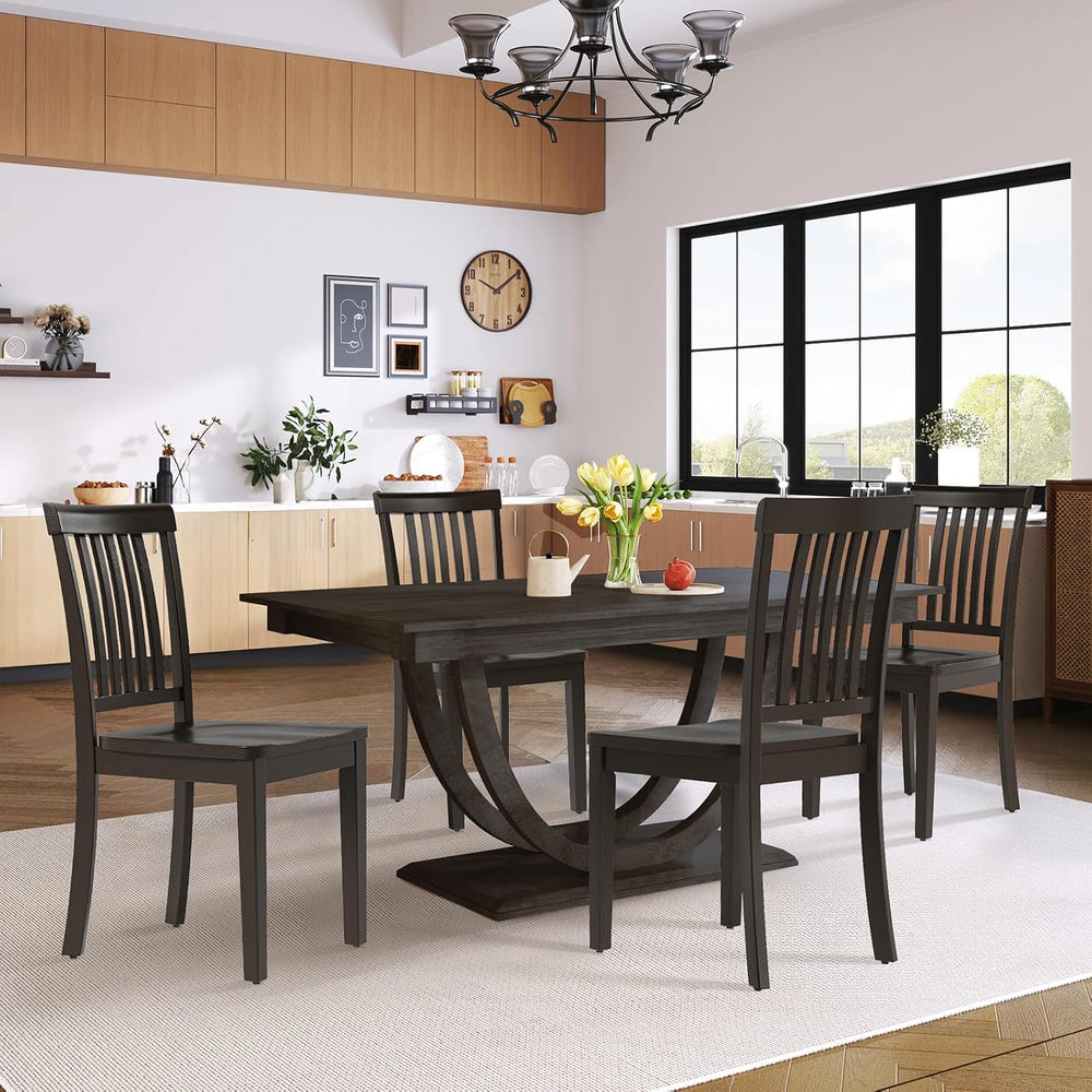 COLAMY Wooden Dining Chairs Set of 4, Spindle High Back Windsor Kitchen Side ...