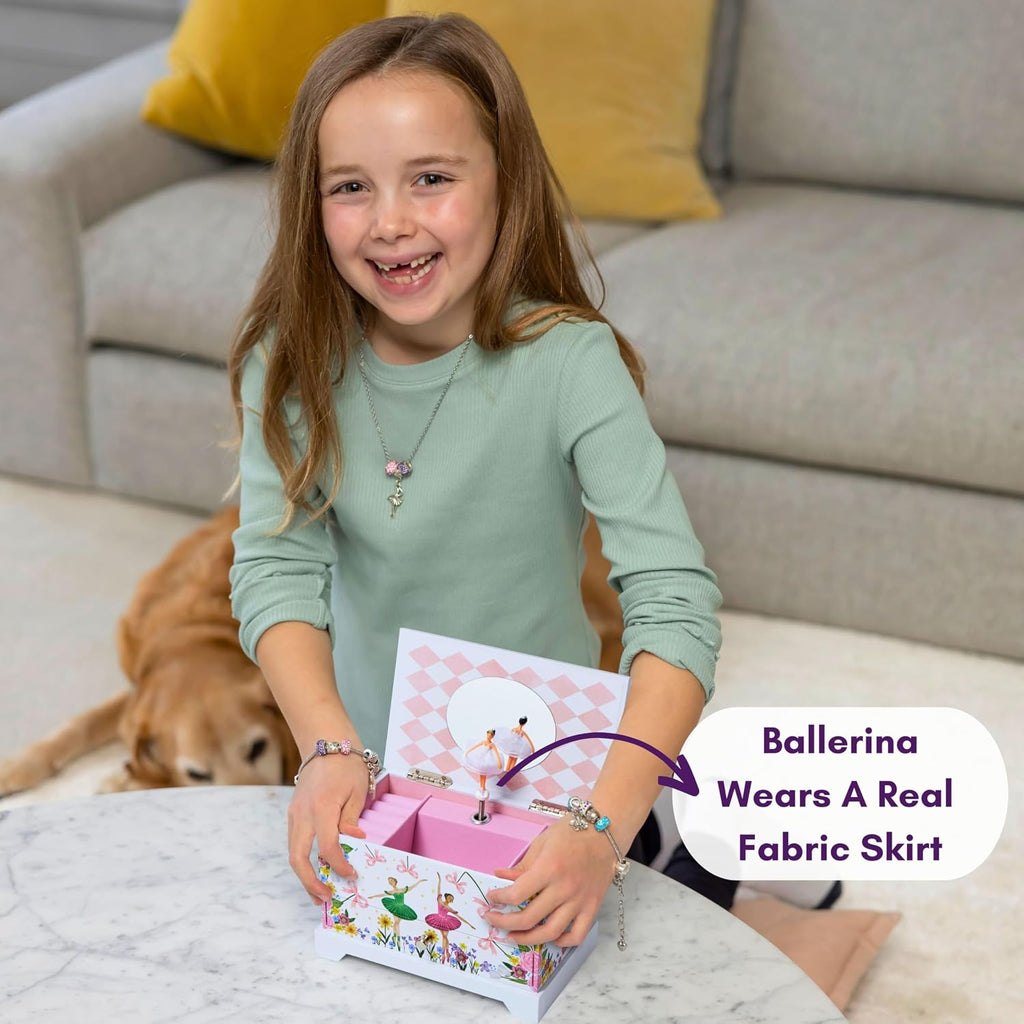Kids Jewelry Box for Girls, Musical Jewelry Box, Kids Music Boxes - Plays Swan Lake - Perfect Dance Recital & Birthday Gifts for Girls 4-6 and 6-12