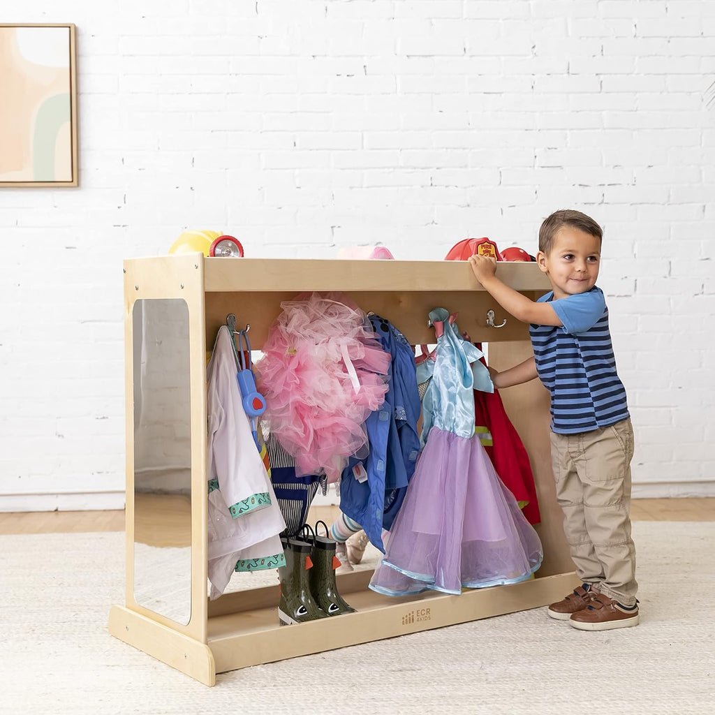 ECR4Kids Streamline Dress-Up Island Costume Organizer, Montessori Furniture, Natural