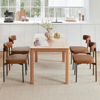 Brown Faux Leather Dining Chairs Set of 4, Armless Upholstered Kitchen Chair,Modern Dining Room Chair with Curved Backrest