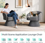 LINSY Swivel Barrel Chair, 360 Modern Swivel Accent Chair Boucle Swivel Chair Round Gray Corduroy Chairs with Arms, Small Barrel Chair for Small Spaces Bedroom Living Room