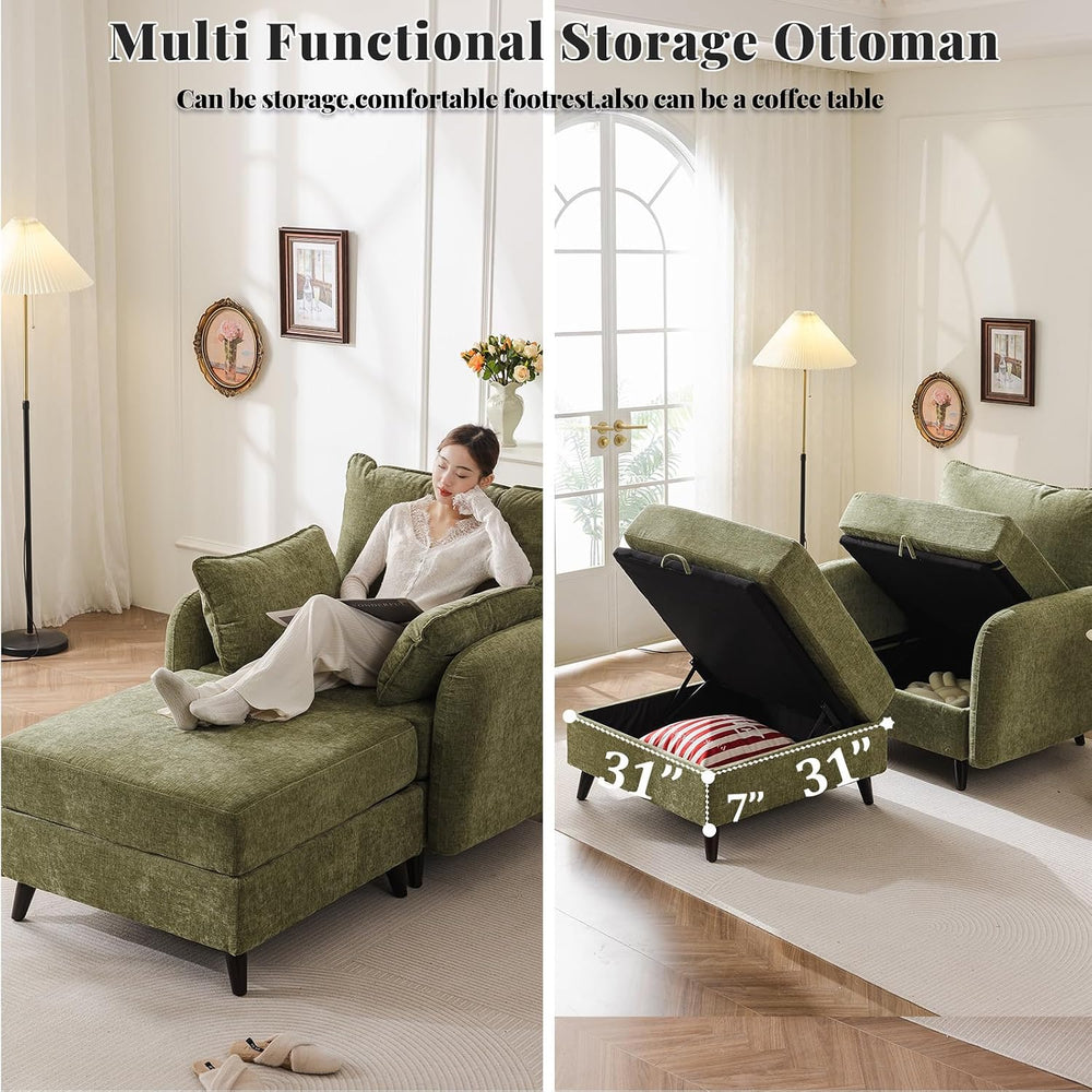 Rexulqo Oversized Accent Chair with Ottoman,All Seats Storage,Comfy Armchair,...