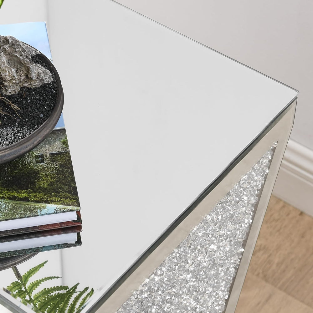 Crystal Mirrored Side Table, Living Room Side Table Sofa Couch Side Tables, M...