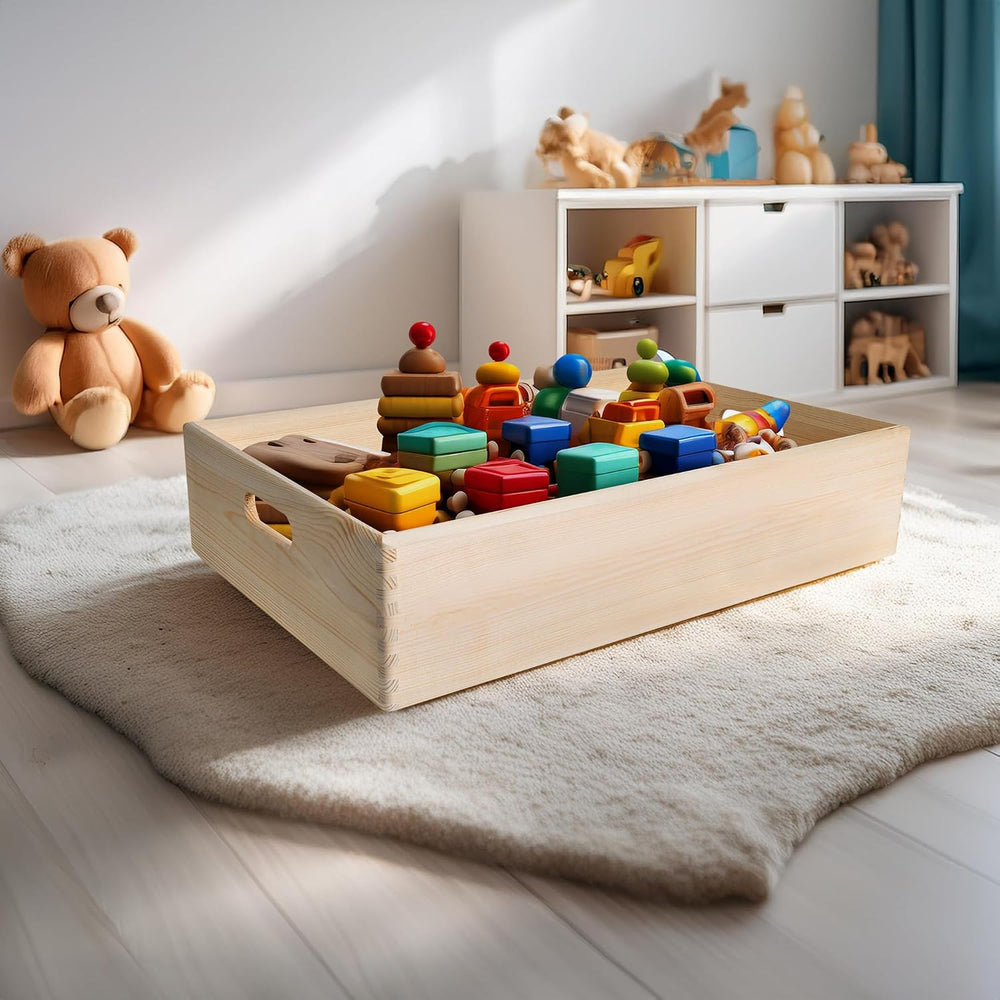 Creative Deco Large Wooden Crate Nesting Crate Handles | 23.62x15.74x5.51in |...