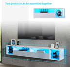 SogesHome 39'' Floating TV Stand with LED Lights, Wall Mounted Entertainment Center with 3 Storage Shelves, Modern Media Console Cabinet for Living Room and Bedroom, White