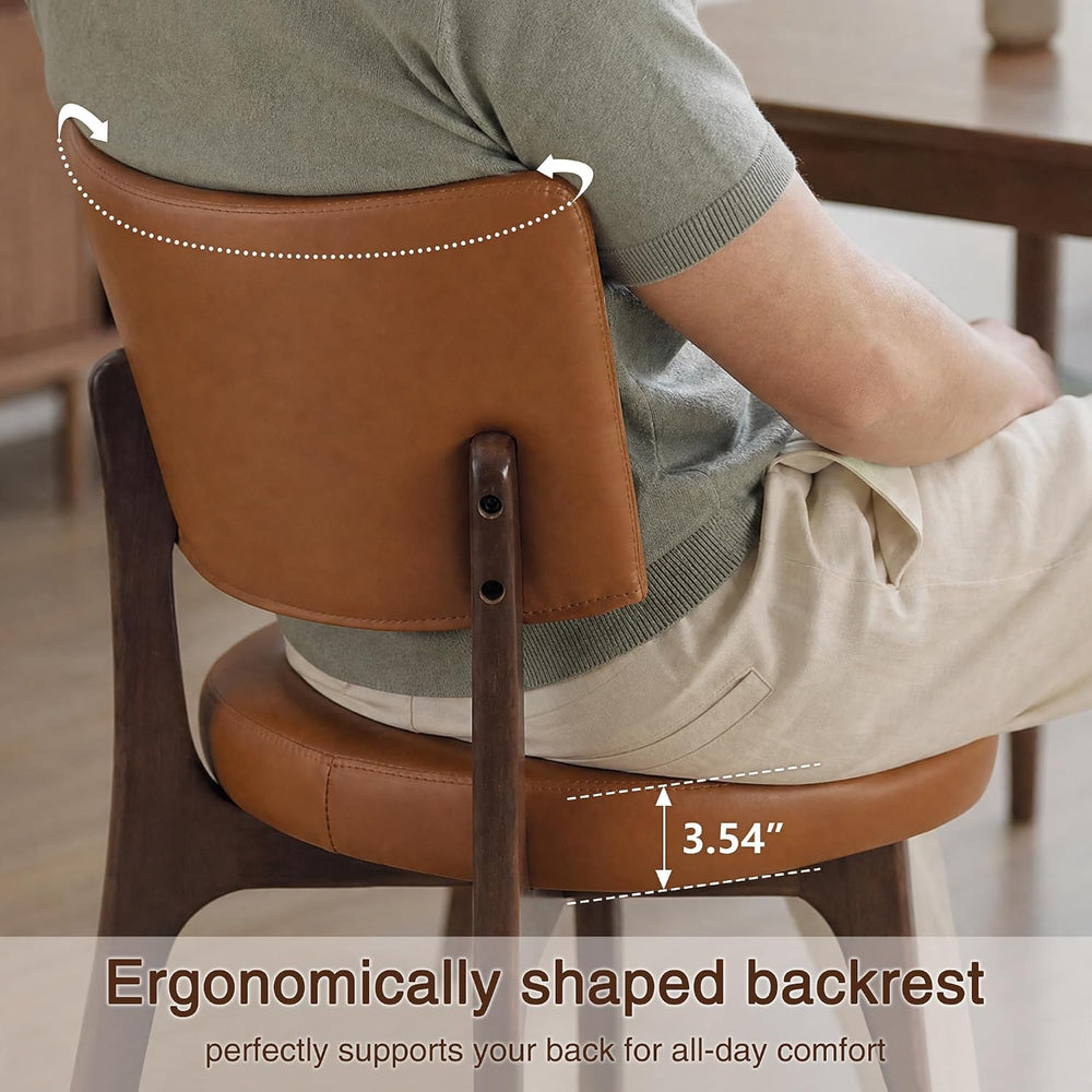 YOUNIKE Wooden Dining Chair, Faux Leather Upholstered Dining Room Chair Kitch...