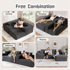 Cloud Sectional Couch, 104”L-Shape Oversized Sofa with Left Chaise Lounge, Modular Sleeper Couch with Pillows & Deep Seat, Rain Drop Velvet Fabric Compressed Sofa for Living Room, Dark Gray