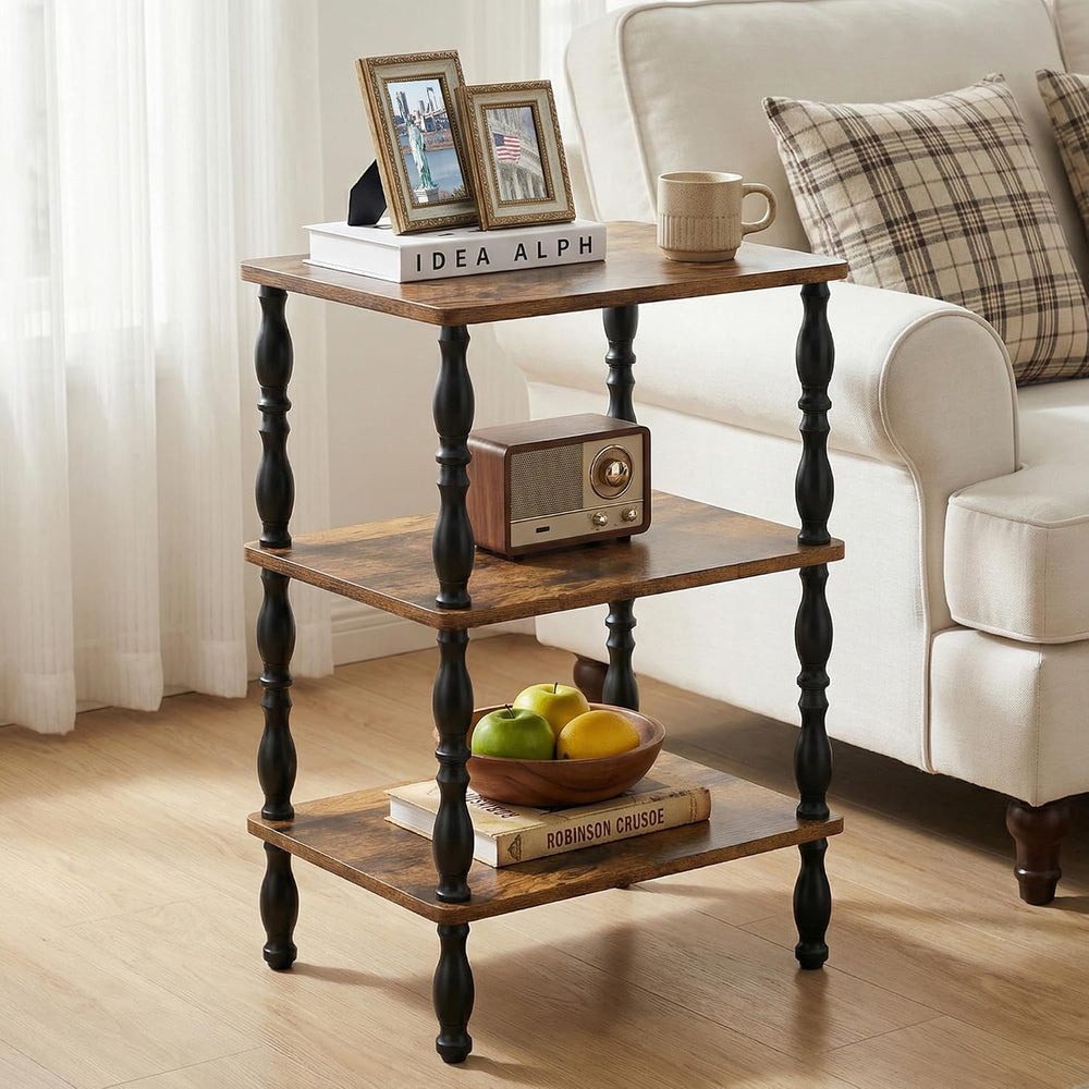 Side Table, 3-Tier Small End Table, Modern Oval Night Stand Accent Table for ...