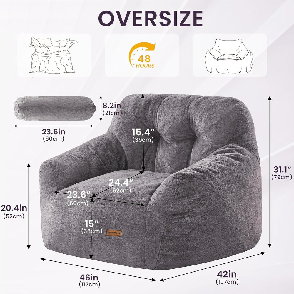 EBENCHICO Giant Bean Bag Chair for Adults Oversized Faux Fur BeanBag Sofa | W...