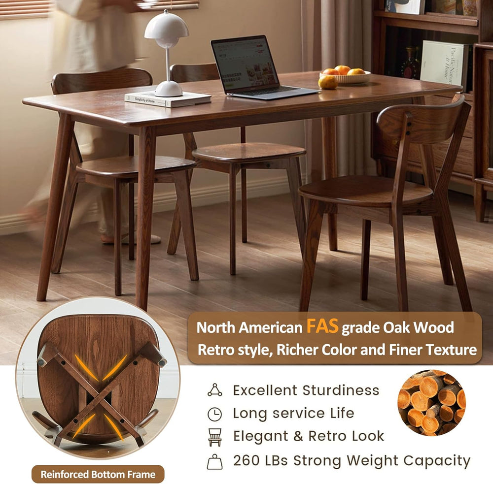 Modern Dining Chairs Set of 4, Solid Oak Wood Dining Chair with Comfortable B...