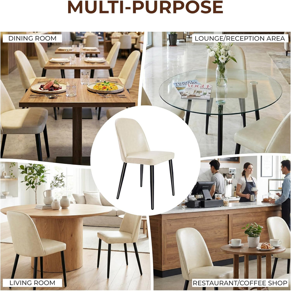Leather Dining Chairs Set of 4, Modern Dining Room Chairs with Curved Backres...