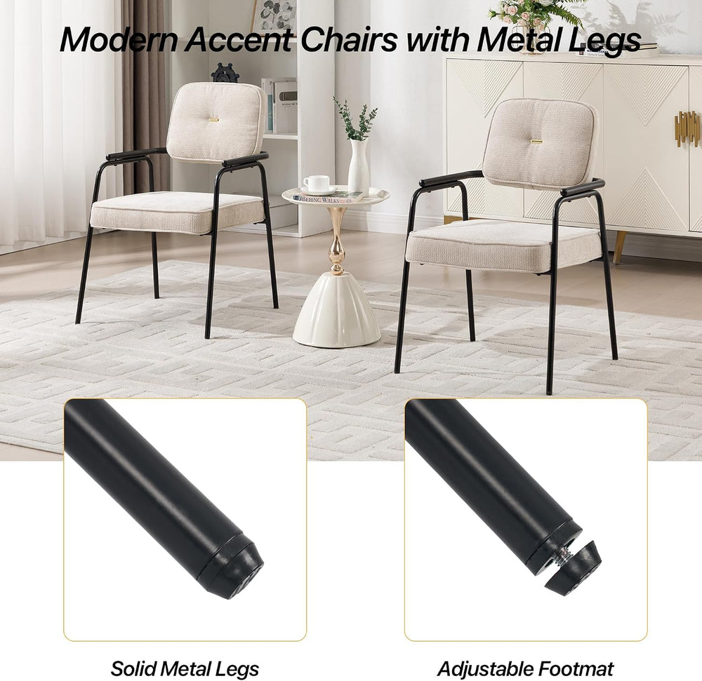 HENGJIANYI Accent Chair Dining Chair Set of 2, Chenille Upholstered Armchair ...