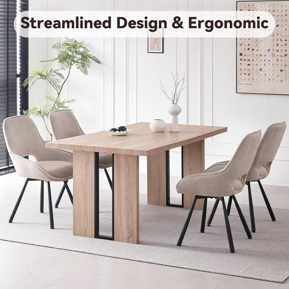 Swivel Dining Chair Set of 2, Modern Upholstered Fabric Kitchen Chairs with T...