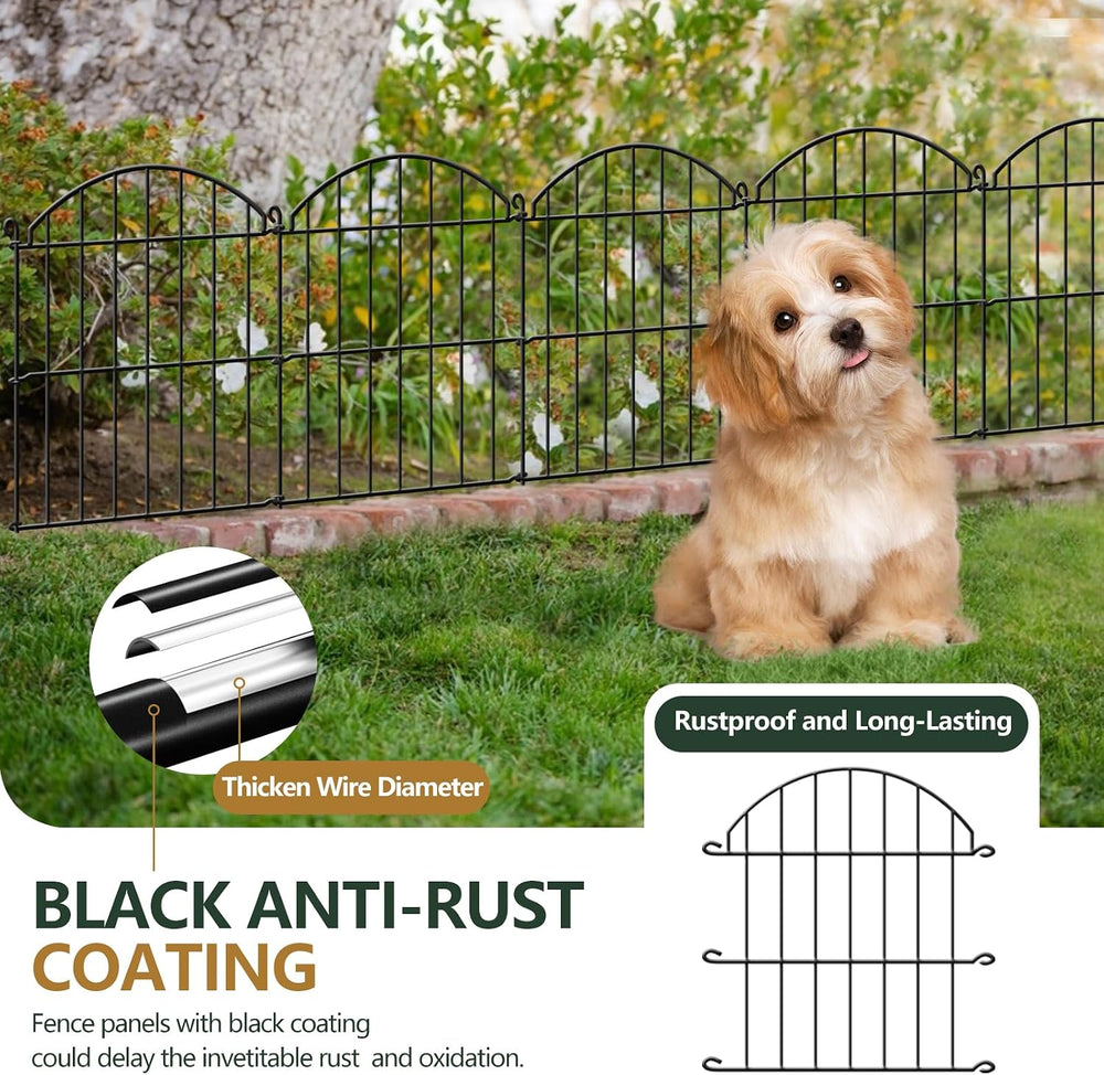 15 Panels Decorative Garden Fence, 15.94ft x 23in Animal Barrier Fencing Arch...