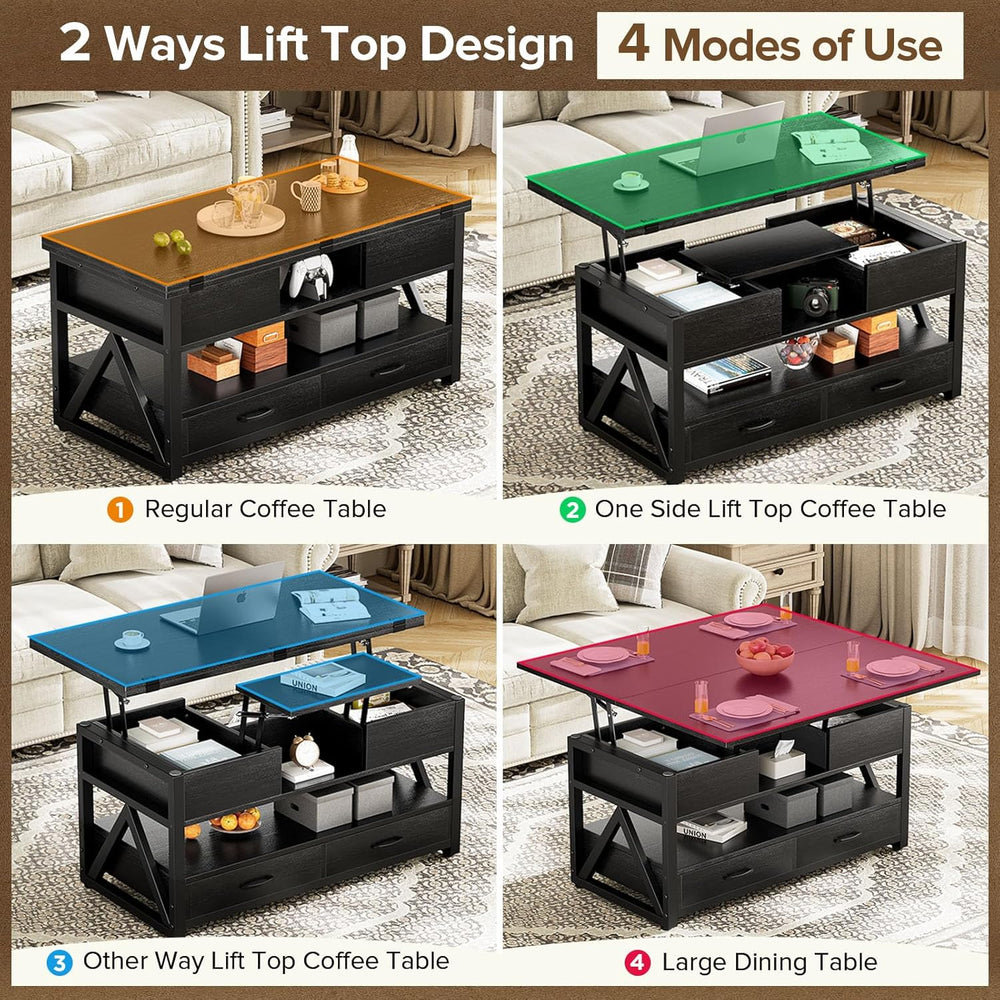 Memobarco 40" Lift Top Coffee Table,4 in 1 Multi-Function Lift Coffee Ta...