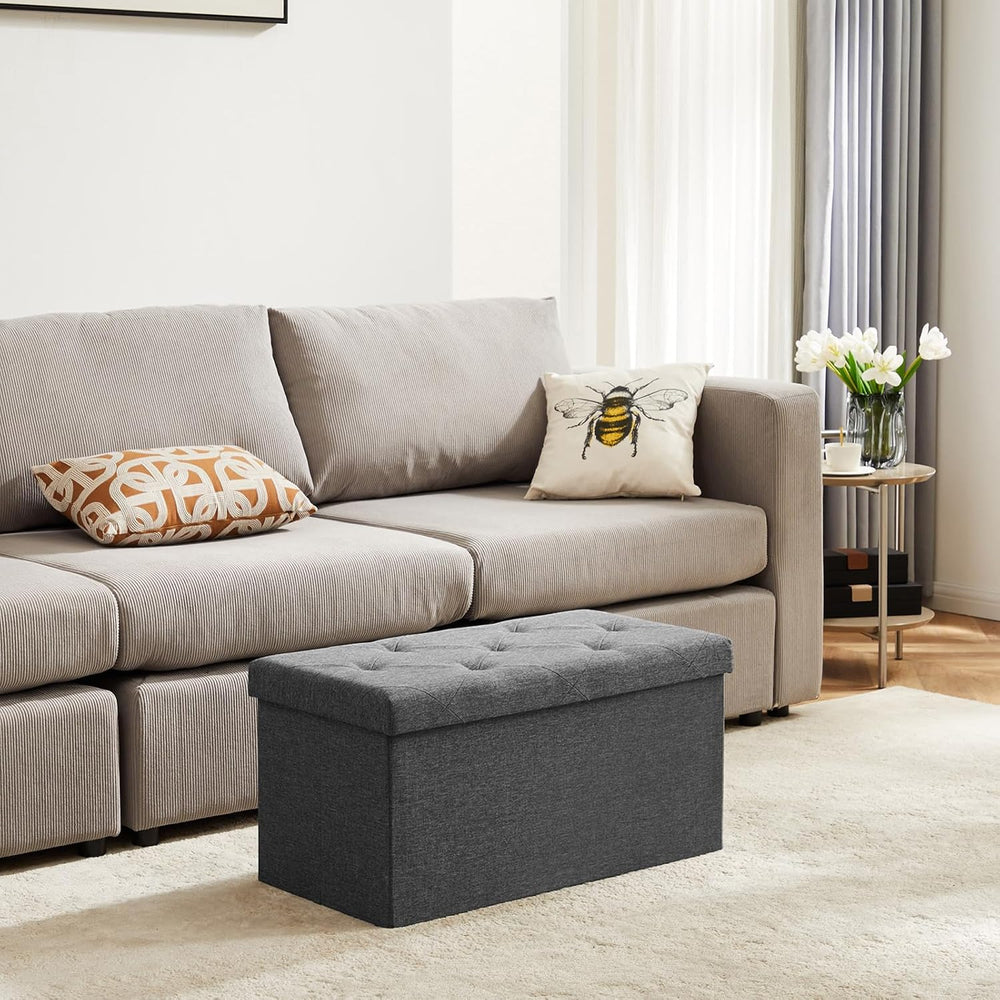 DUMOS 43 Inch Folding Storage Ottoman Bench, Upholstered Ottoman with Storage...