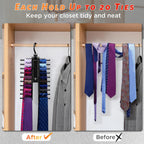 IPOW Upgraded 2 PCS See Everything Cross X 20 Tie Rack Holder,Rotate to Open/Close Tie and Belt Hanger with Non-Slip Clips,360 Degree Swivel Space Saving Organizer