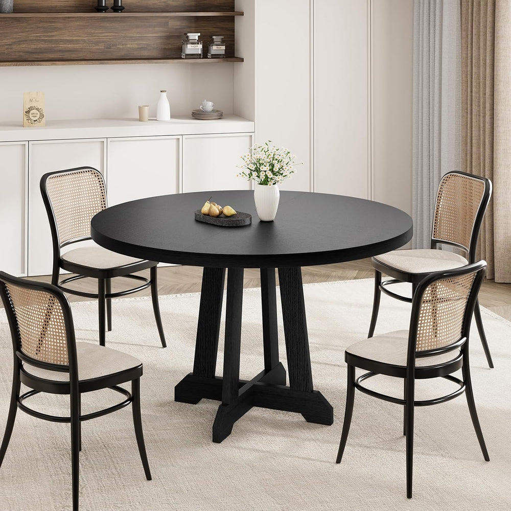 GarveeHome Round Dining Table for 4, 47 Inches Dining Room Table with Wooden ...
