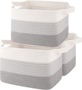 Storage Baskets for Organizing, Woven Baskets for Shelves, Rectangle Decorative Organizer for Storage Clothes, Toy, Books, Towels Nursery Bins 3 Pack (Gradient Grey, 13"x9.85"x8.7")