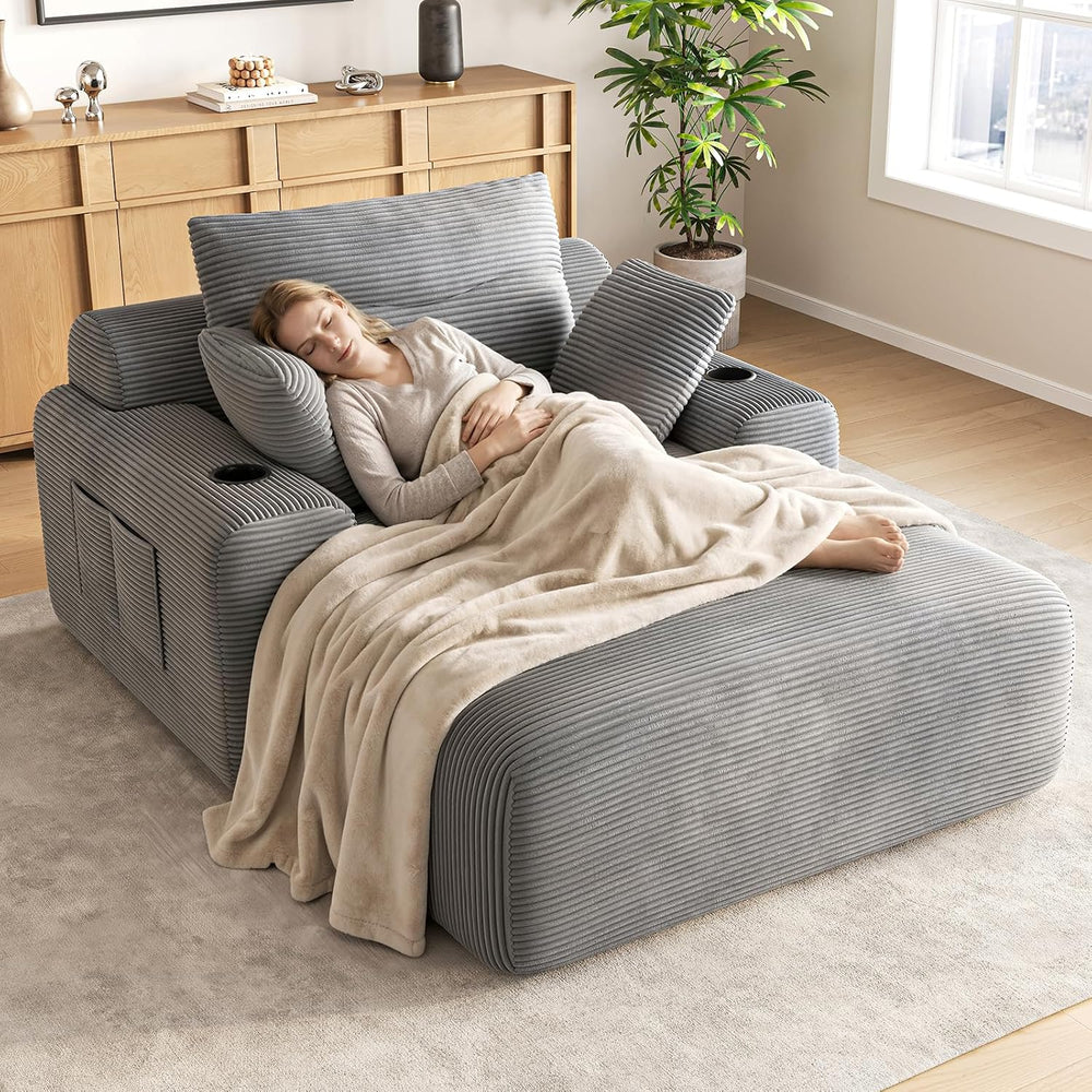 69” Floor Chaise Lounge Chair Indoor, Oversized Chaise Lounge Reading Chairs ...