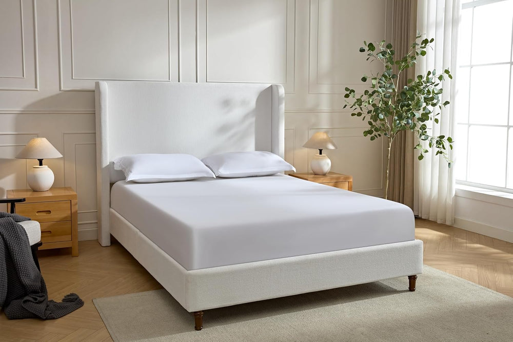54" Tall Headboard Wingback Upholstered Platform Bed Frame California Ki...