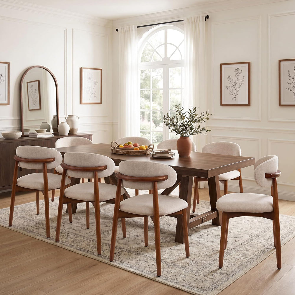 Dining Chairs Set of 4, Mid Century Modern Kitchen Chairs with Curve Back, Fa...