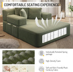 2-in-1 Convertible Chaise Lounge Indoor, 60.2" Corduroy Upholstered Chaise Lounge Chair that Converts to Sleeper Bed,Compressed Sofa with Side Storage Pockets and 3 Pillows for Bedroom Apartment Dorm