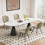Dining Chairs Set of 4 Modern Fabric Dining Room Chairs Upholstered Dining Chairs with Thick Cushions Metal Legs Armless Back Chair for Kitchen and Living Room Beige