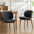 YOUNIKE Dining Chair with High Back Set of 2 Mid Century Modern Kitchen Chair Faux Leather Upholstered Armless Chair 20" Wide Padded Seat with Wooden Legs for Kitchen Dining Living Room Bedroom Black