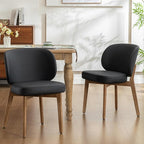 YOUNIKE Dining Chair with High Back Set of 2 Mid Century Modern Kitchen Chair Faux Leather Upholstered Armless Chair 20" Wide Padded Seat with Wooden Legs for Kitchen Dining Living Room Bedroom Black