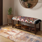 LR Home Red Handmade Upholstered Bench for Bedroom End of Bed | Accent Bench for Entryway, Foyer, Living Room, Mudroom, Hallway or Seating | Long Rectangle Storage Bench | 40" W x 16" D x 18" H