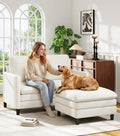 Welzona 3-Layers Cloud L Shaped Couch, 51" Teddy Sofa and Loveseat Set | Comfy Teddy Fabric, Washable Covers, Tool-Free Setup, All-wood Cloud Couches for Living Room, Bedroom, Small Spaces, Beige