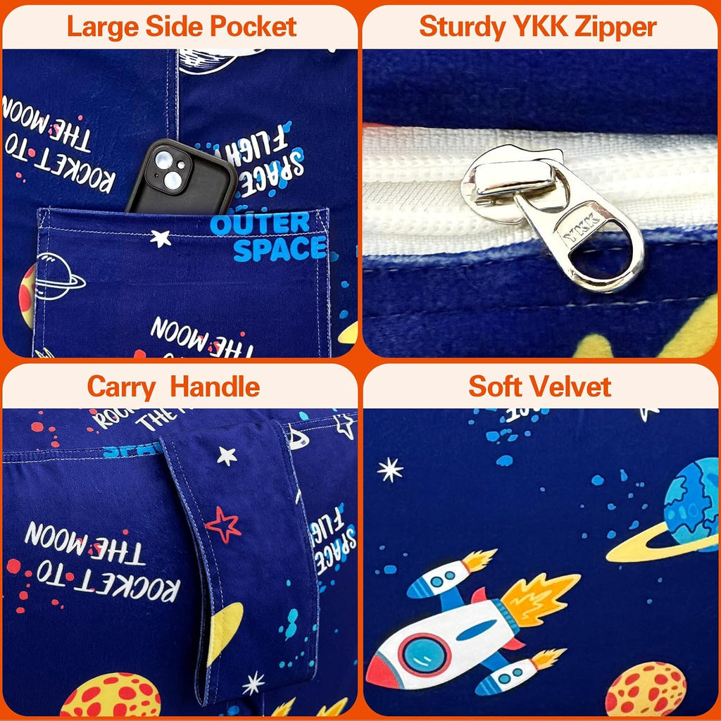 2.5 Ft Space Bean Bag Chair for Kids with Memory Foam Filling, Bean Bag Chair with Soft Velvet Cover, Sofa Couch for Living Room, Birthday Gift for Boys Girls, X-Large