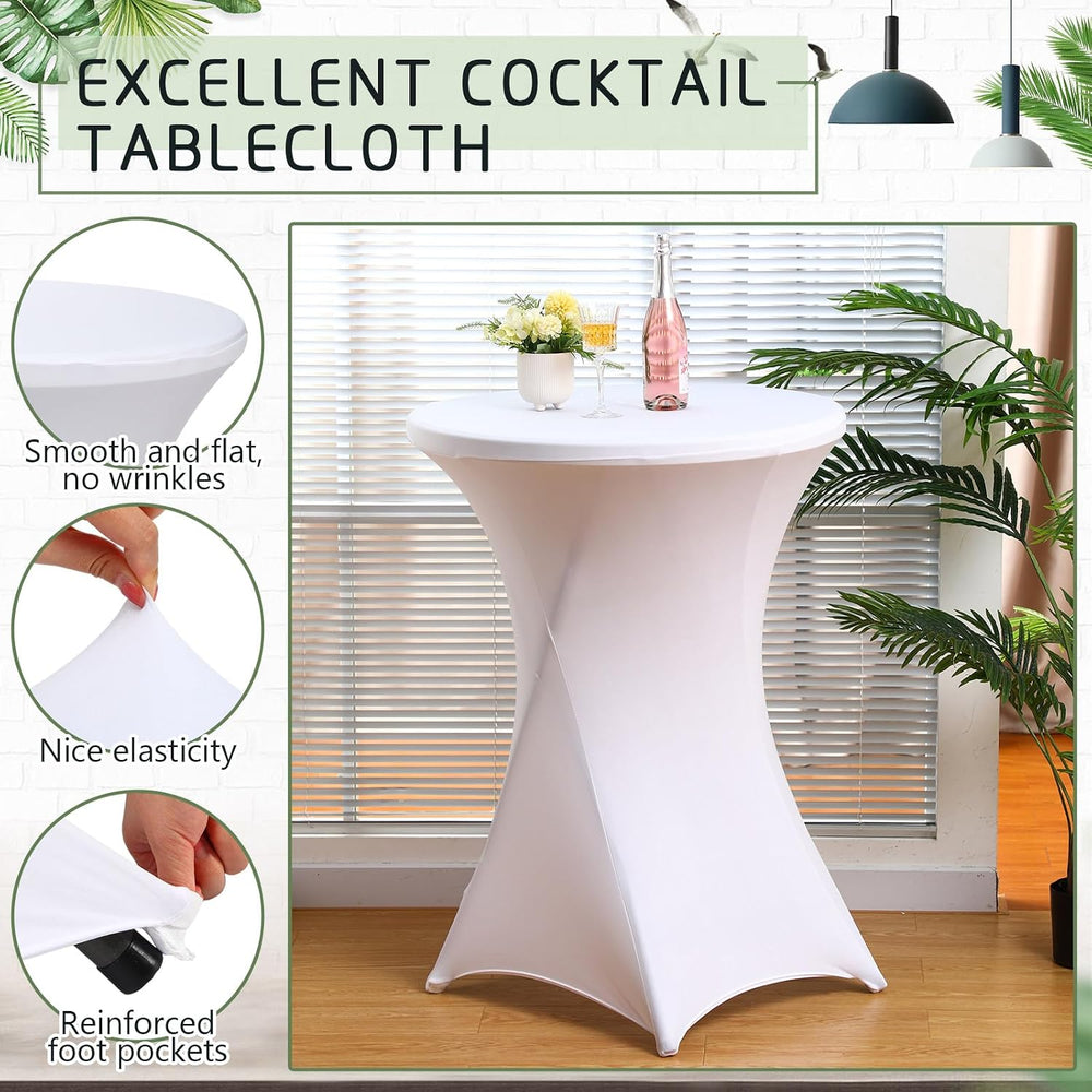 Wenqik 4 Pcs 32'' High Top Cocktail Table White Round Bar Height Fold...