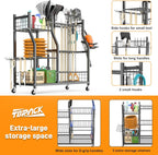 TORACK Garden Tool Organizer with Wheels, Rakes Shovels Yard Tools Stand for Garage, Shed, Garden, Indoor/Outdoor Long-Handled Tools Cart