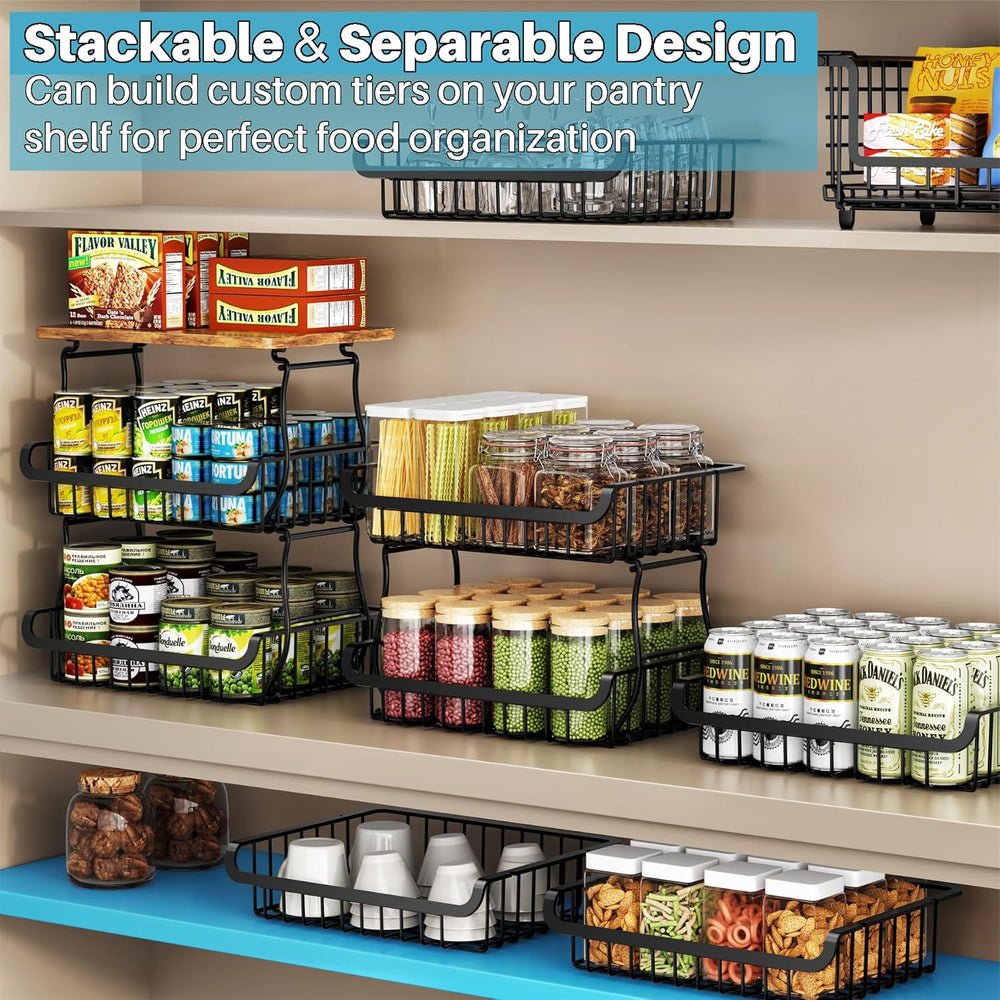 4 Tier Vegetable Fruit Basket for Kitchen, Stackable Metal Fruit and Vegetabl...