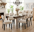 Mid Century Modern Dining Chairs Set of 4, Upholstered Linen Wood Dining Room Chairs, Farmhouse Kitchen Accent Armless Side Chair with Curved Back for Living Room, Beige