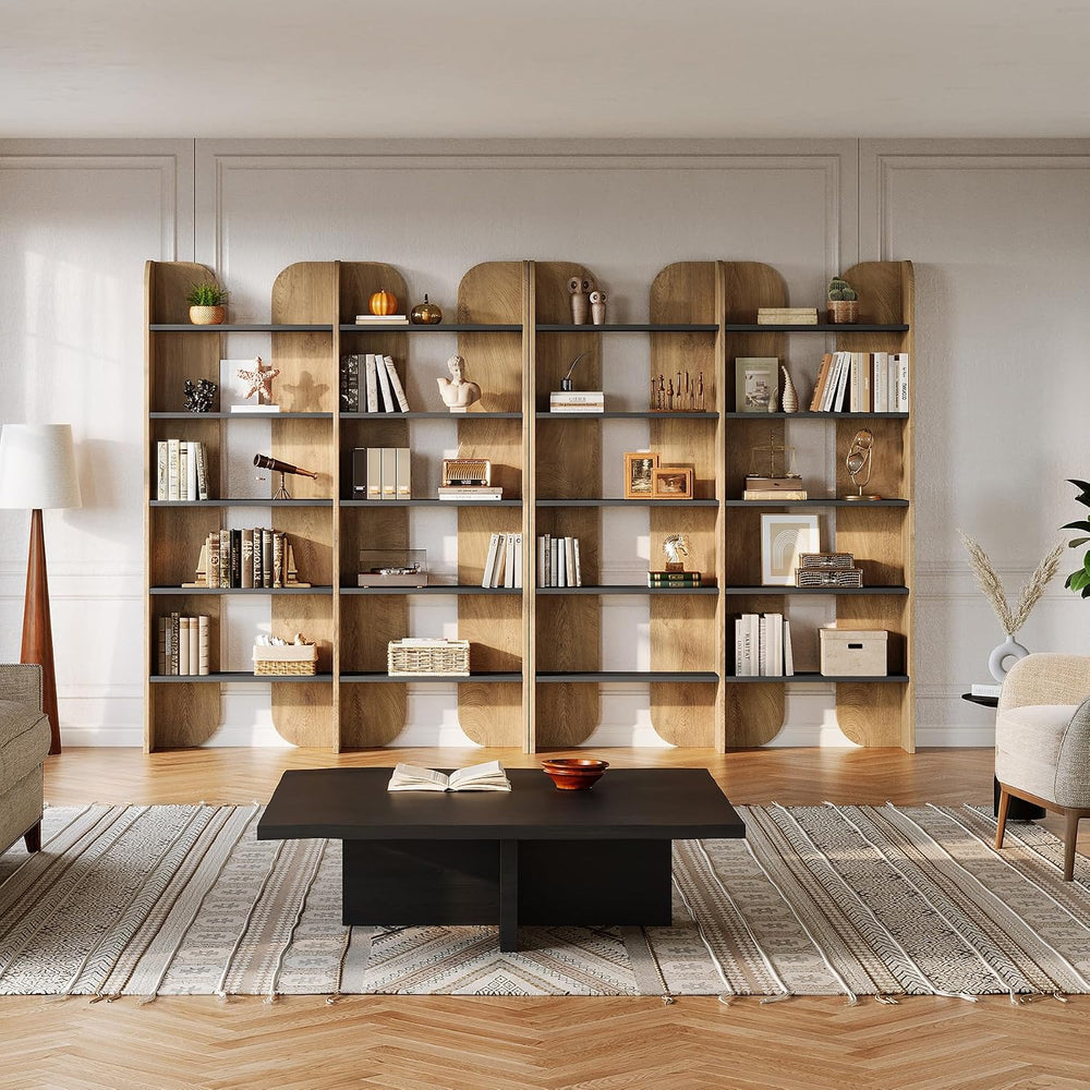 Tribesigns 5-Tier Farmhouse Bookshelf, 70.87-Inch Tall Double Wide Bookcase w...