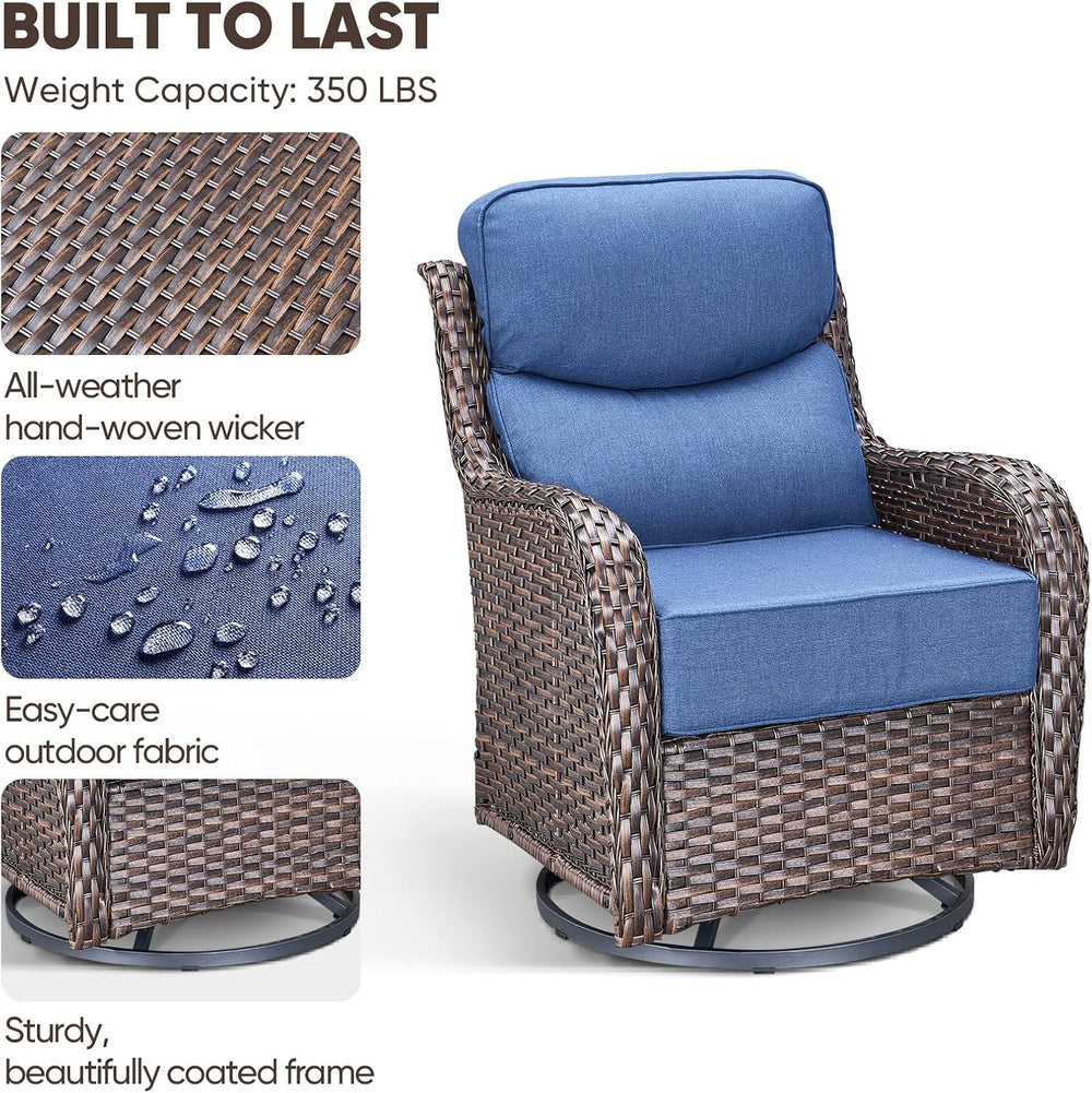 Swivel Patio Chairs sofa Set of 4 with 6" Thick Cushion - Wicker Outdoor...