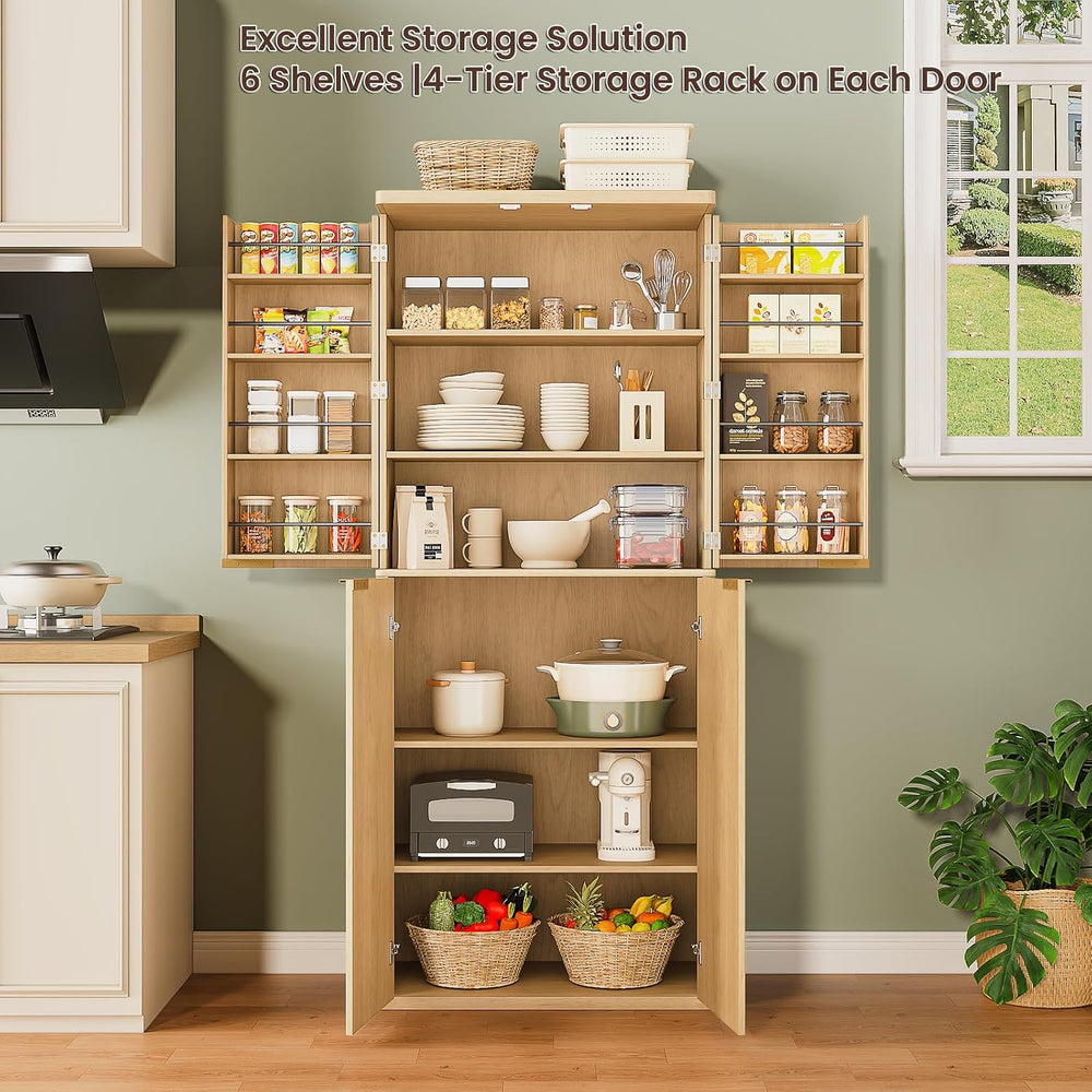 Spaco 72" Tall Kitchen Pantry Cabinet,Modern Fluted Food Storage Cabinet...