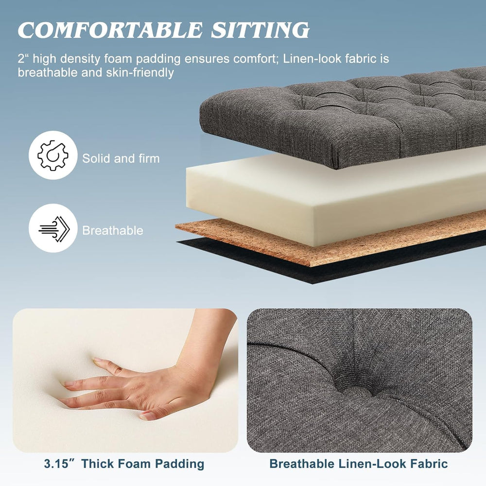 Ottoman with Storage, 51" Storage Bench Ottoman for Bedroom, End of Bed ...