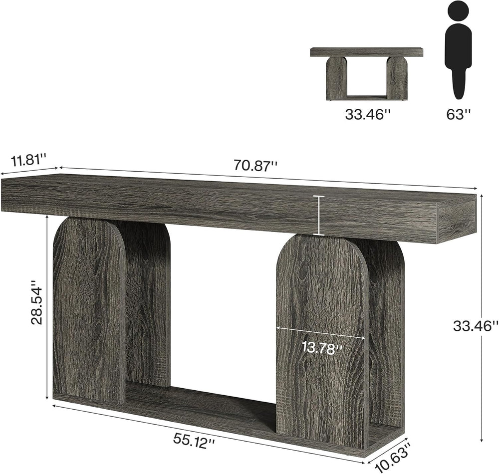 Tribesigns 70.9-Inch Extra Long Sofa Table, Farmhouse Console Tables with Woo...