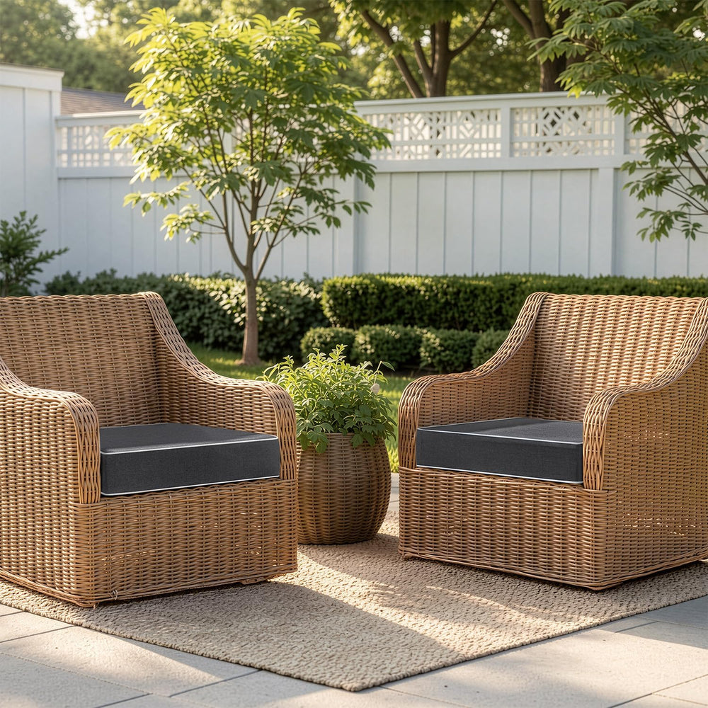 MIULEE Grey Outdoor Chair Cushions 2 Pack, 19x19x3 Inch Waterproof Cushions