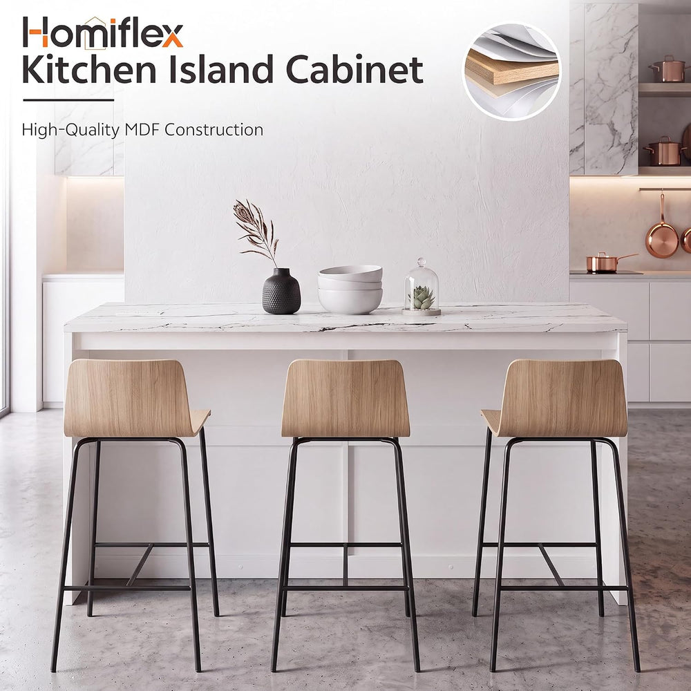 Stationary Kitchen Island, 63" L Large Island Cabinet for Kitchen | with...
