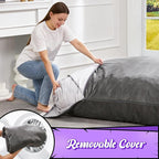 Hobestluk 3 in 1 Bean Bag Chair Giant Bean Bag Chairs for Adults with Velvet Cover Convertible Bean Bag Floor Cushion with Machine Washable Cover for Living Room (Velvet Grey)