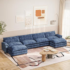 Furniwell 159" Modern Couches Sectional Sofa with Movable Ottoman, U Shaped Sofa Couch with Comfy Chenille and Deep Seat, 4-Seat Cloud Couch for Living Room, Bedroom and Apartment