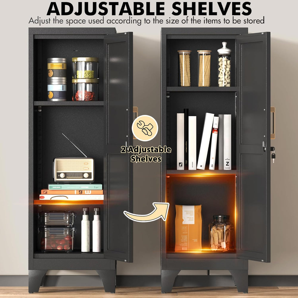 Coolsun 46" H Metal Pantry Cabinet, Metal Storage Locker with Door and 2...